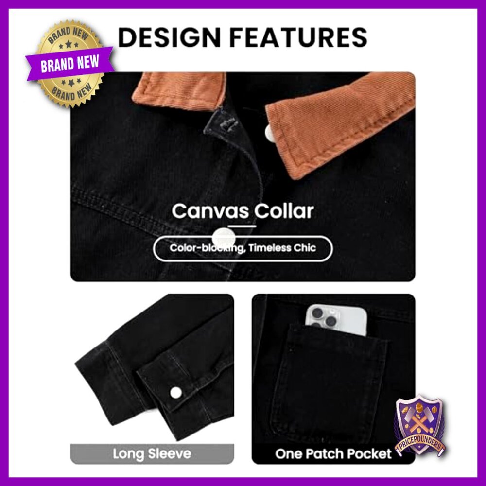 Cropped Oversized Denim Jacket Patchwork Collar C… - image 4